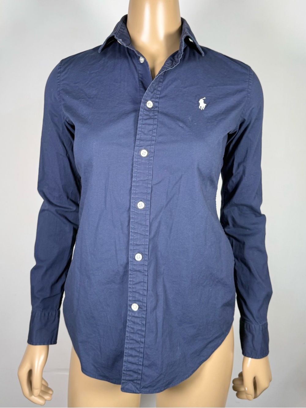 Polo by Ralph Lauren Women’s Size 4 Blue Classic Button-Down Long Sleeve Shirt